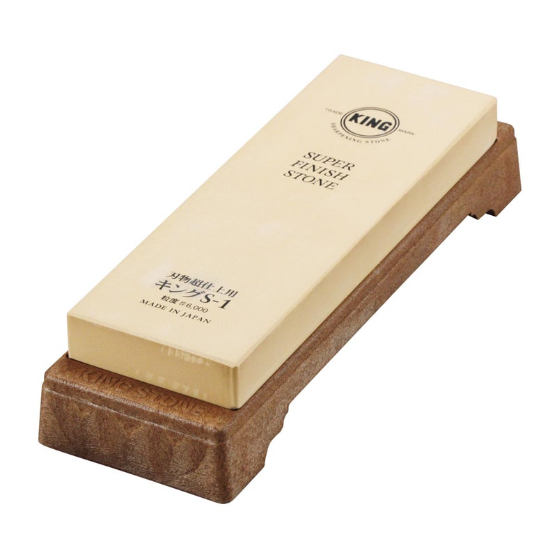 King Whetstone with Stand  6000 Grit  for Final Super Finishing  Made in Japan Regular Size White