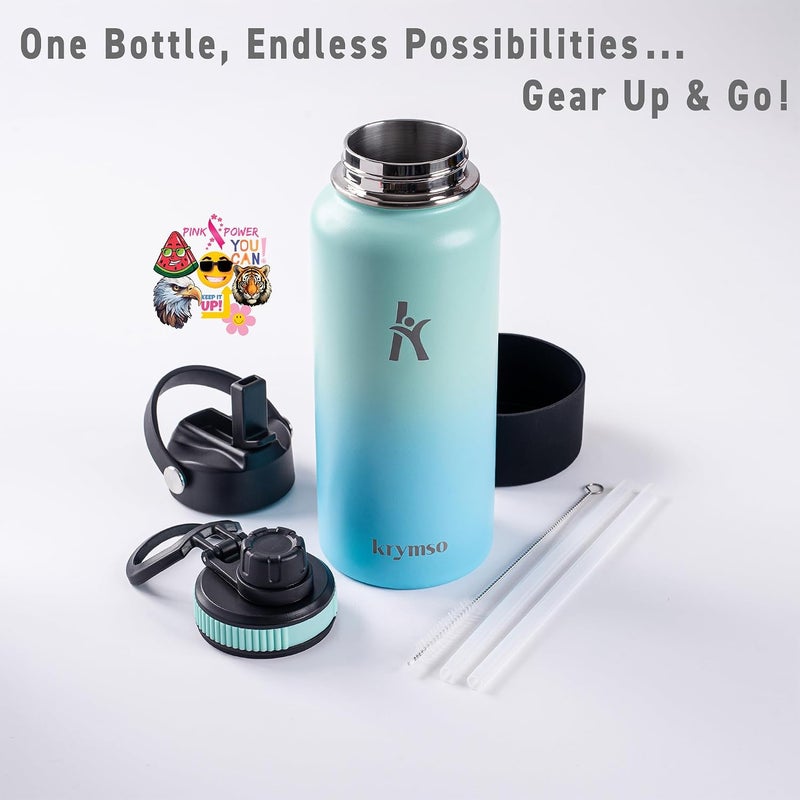 KRYMSO Stainless Steel Water Bottle 950ml – Insulated Sports Flask for Hot & Cold Drinks – Leakproof, Durable, BPA-Free – Ideal for Gym, Travel, Hiking (New Sky) - Image 3