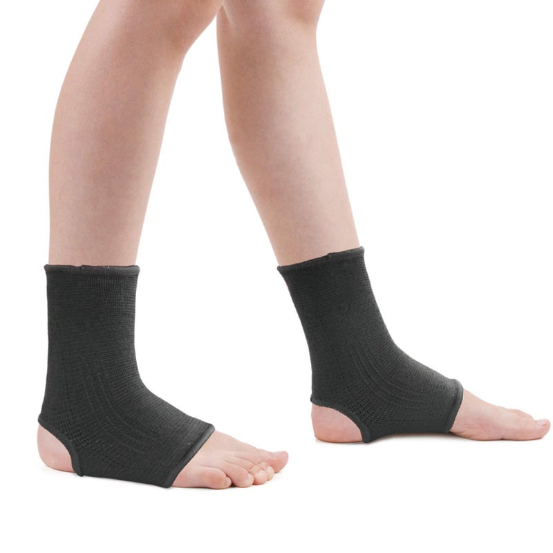 Luwint kid Compression Ankle Brace - Knitted Ankle Sleeve Sock Support for Sprains Arthritis Tendonitis Running Fitness, 1 Pair Black - Image 1