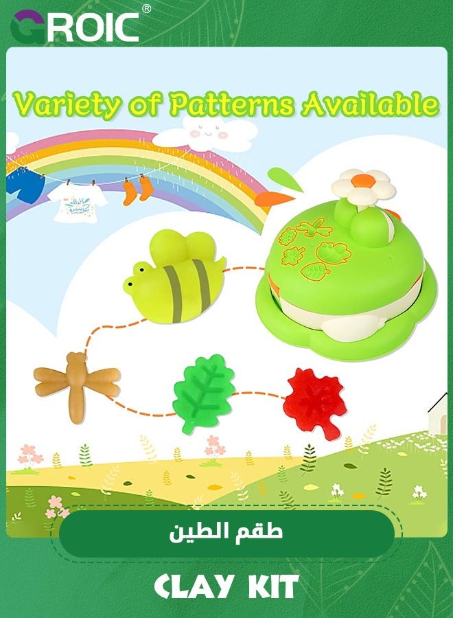 GROIC مجموعات عجينة ملونة على شكل ضفدع للأطفال، صنع حشرات وهامبرغر لطيف على شكل ضفدع، ألعاب إكسسوارات عجينة ملونة للمطبخ للأطفال، 13 أداة عجين و5 عجين ملون - Image 5