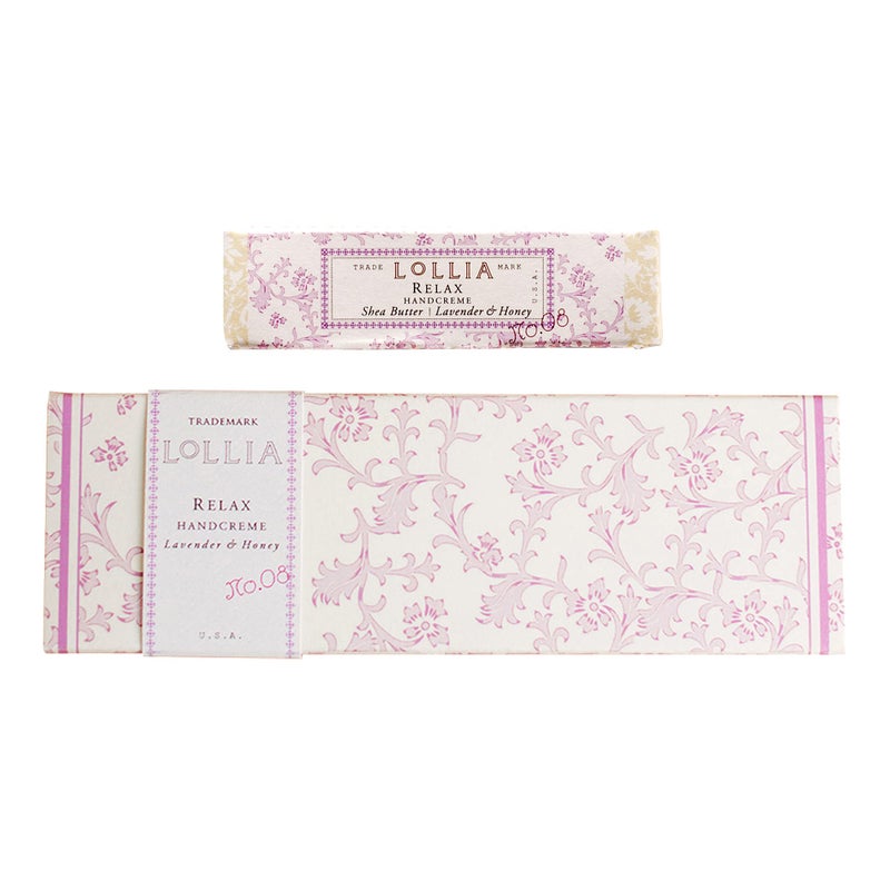 LOLLIA Relax Handcreme Bundle, 4 oz. & .33 oz. â€“ Lavender & Honey â€“ Scented Hand Cream for Women, Moisturizing Hand for Dry Hands, Shea & Cocoa Butter, Quick Absorbing Lotion, Travel Lotion - Image 2