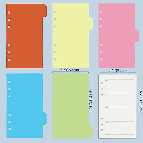 Harphia A6 6 Holes Binder Refill Set, 90Sheets Weekly Planner Insert, 5 Sheets Divider Paper, Today ruler With Inch, Translucent Zipper Bag, Pvc Card Bag, 200Pcs Colorful Index Stickers 005Da6Week - Image 4