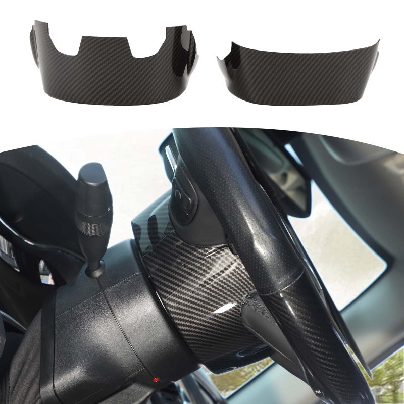 RTTCZ for Challenger Steering Wheel Dash Trim for Chrysler 300C 2015 for Dodge Challenger 2015 Charger 2011 Durango 2014 Carbon Fiber Interior Accessories 2pcs