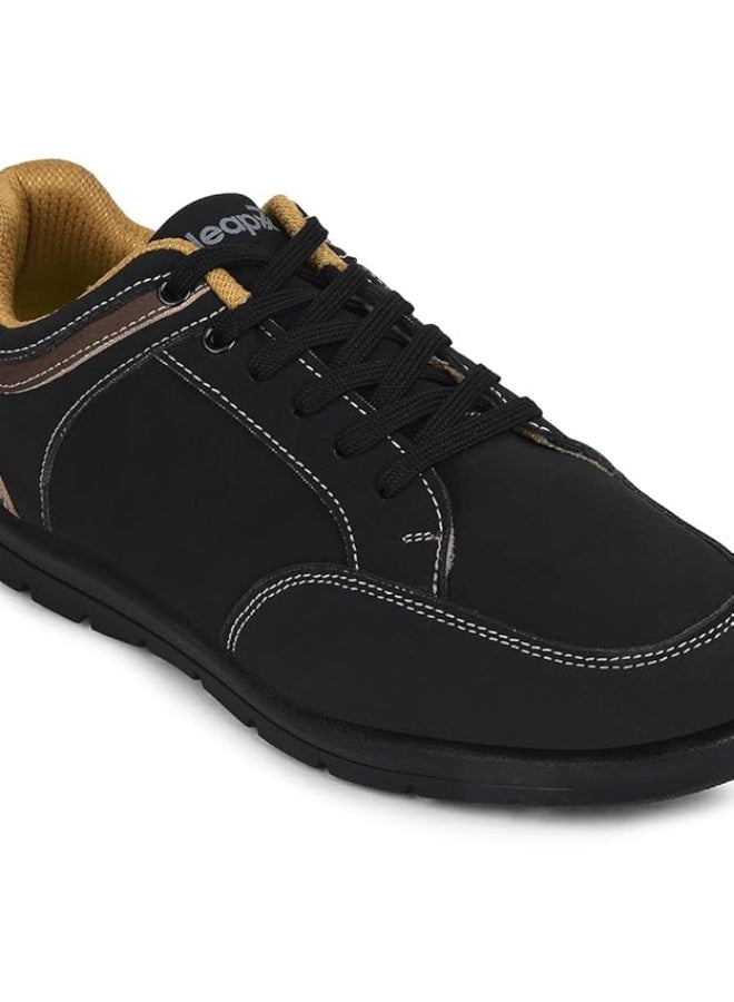 Liberty Leap7x FRINKS-1E Casual Lacing Sneakers for Men - Black | Suitable for Travel, College, Office | Comfortable Lace-Up Casual Shoes | Lightweight Stylish Fashion Footwear for Gents - Image 2