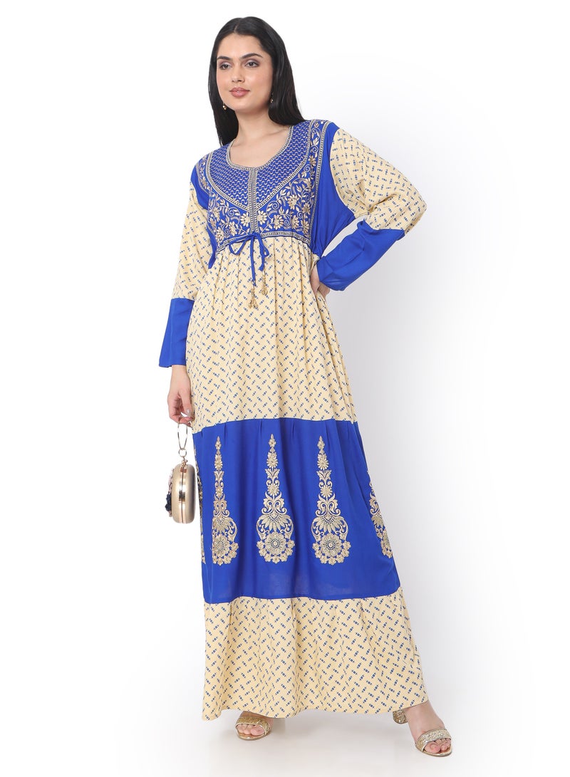 HANA & SARA MODEST THICK EMBRODERED WITH LONG SLEEVES AND UNIQUE THREAD BELT HIGH QUALITY STYLISH ARABIC KAFTAN JALABIYA DRESS  - Image 4