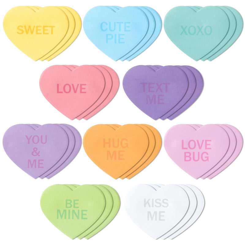 TICIAGA 30PCS Valentine's Day Sticky Notes Romantic Conversation Self-Stick Note Mini Cute Memo Pads Inspirational Heart Shaped Writing Notepads for Valentine's Day Gifts Home Office Supplies - Image 1