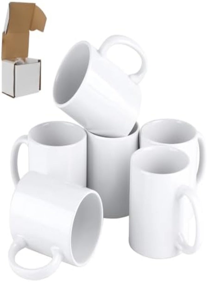AKDC  Mugs 400ML Blank Plain White Large Handle Coffee Mug With Smash Proof Boxes (Pack Of 6) - Image 1