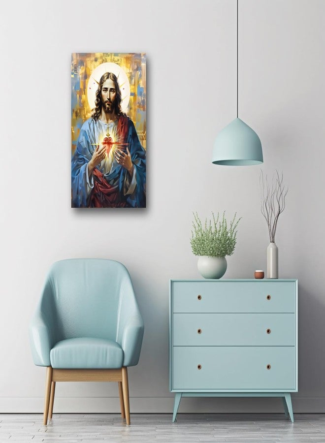 CXHOSTENT Sacred Heart of Jesus Wall Art Divine Mercy Canvas Picture Christian God Portrait Poster Prints Abstract Artwork Spiritual Prayer Room Decor (Jesus-2, 12.00"x18.00") - Image 4