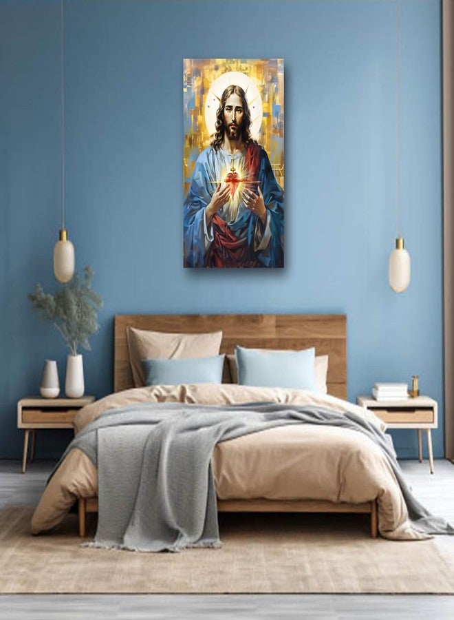 CXHOSTENT Sacred Heart of Jesus Wall Art Divine Mercy Canvas Picture Christian God Portrait Poster Prints Abstract Artwork Spiritual Prayer Room Decor (Jesus-2, 12.00"x18.00") - Image 5