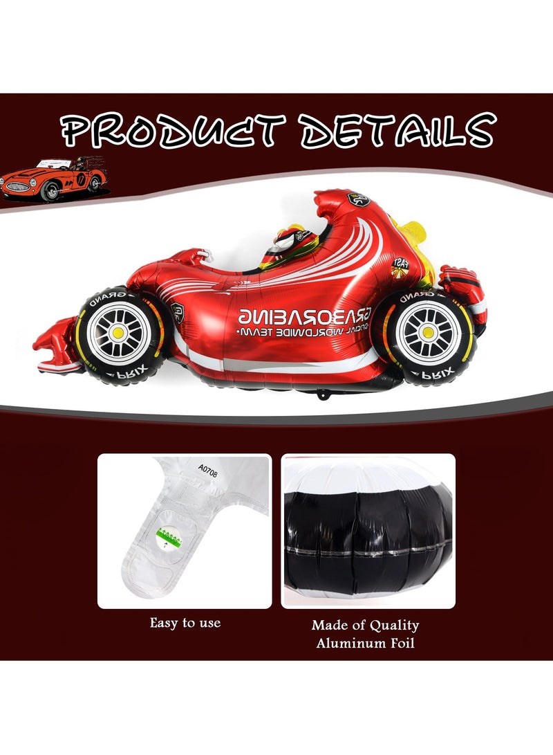 Barakah 10 PCS Race Car Balloons, Foil Helmet, Checkered Balloons, and Hot Wheel Tire Balloons, Race Car Party Supplies for Boy's Birthday, Race Cars Theme Decorations - Image 3