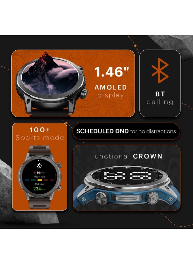 Noise Endeavour Rugged Design 1.46" AMOLED Display Smart Watch, BT Calling, SoS Feature, Rapid Health & 100+ Sports Modes- (Black) - Image 2