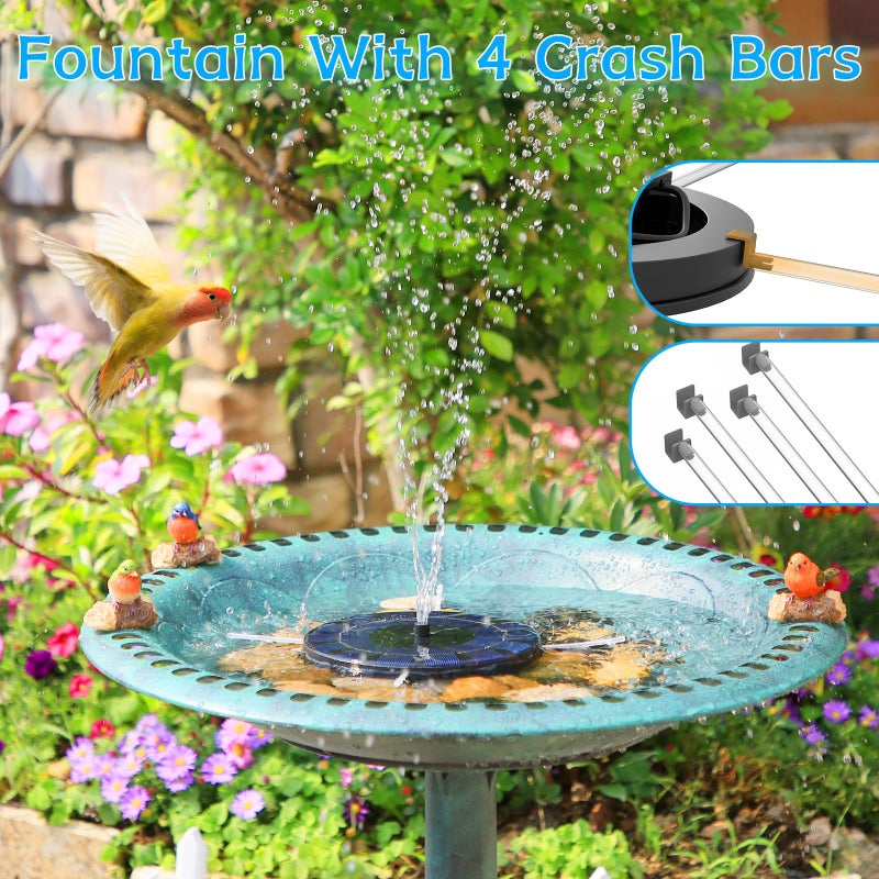AMZtime Solar Water Fountain, Upgraded Solar Bird Bath Fountains with 6 Nozzles, Free Standing Floating Solar Powered Water Fountain Pump for Bird Bath, Garden, Pond, Pool and Outdoor - Image 2