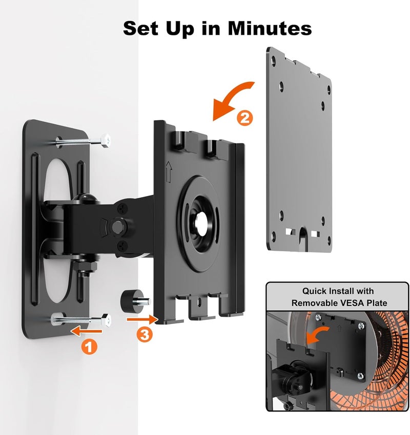 PUTORSEN Monitor Wall Mount for 17-49" Ultrawide Screens up to 20KG,Full Motion&Ultra Slim VESA Wall Mount with Swivel,Tilt & Rotation,VESA 75x75 & 100x100,Black - Image 5
