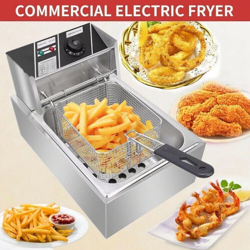AOHRYME Deep Fryer with Basket 6.3 QT/6L 2200W Stainless Steel Electric Deep Fryer with Frying Basket Strainer Adjustable Temperature and Timer Removable Oil Container for Restaurant or Home Use (6L) - Image 5