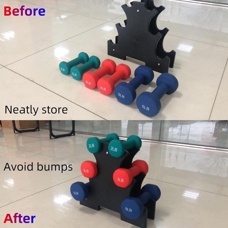 JDLYEVER Strength Training Dumbbell Racks, 3-Tier Home Dumbbell Rack Stand, Detachable & Space-Saving, Holds Up to 6 Dumbbells, Easy Assembly & Sturdy, Ideal for Home Gym Organization & Storage - Image 2