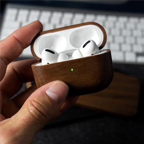KRZNA Walnut Wooden AirPods Pro 1 and 2 Case, Handcrafted Wood Slim AirPod Cover, Inner Scratch Resistant Lining, Protective Air Pods Case, Minimalist with Leather Lanyard and Brass Hook (Walnut) - Image 5
