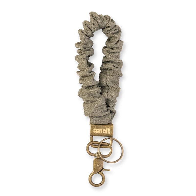 ANDI Wristlet Keychain for Women, Scrunchie Bracelet Key Ring With Clip Closure, Stretchy & Comfortable Wrist Lanyard, Key Chain For Car Keys, ID Cards (CrinkledMoss_Key_M) - Image 1