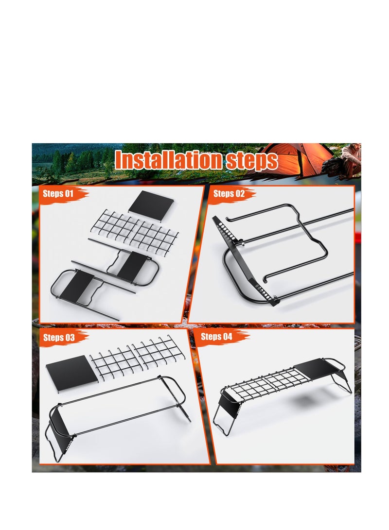 SYOSI Large Portable Outdoor Folding Campfire Grill, Adjustable Height Heavy Duty Steel Grate,Portable Stainless Steel Camping Grill Grate and Camp Grill Griddle with Collapsible Legs - Image 2