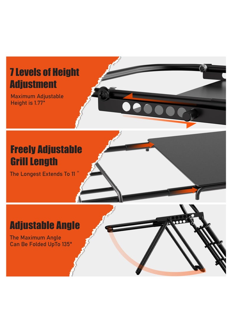 SYOSI Large Portable Outdoor Folding Campfire Grill, Adjustable Height Heavy Duty Steel Grate,Portable Stainless Steel Camping Grill Grate and Camp Grill Griddle with Collapsible Legs - Image 3