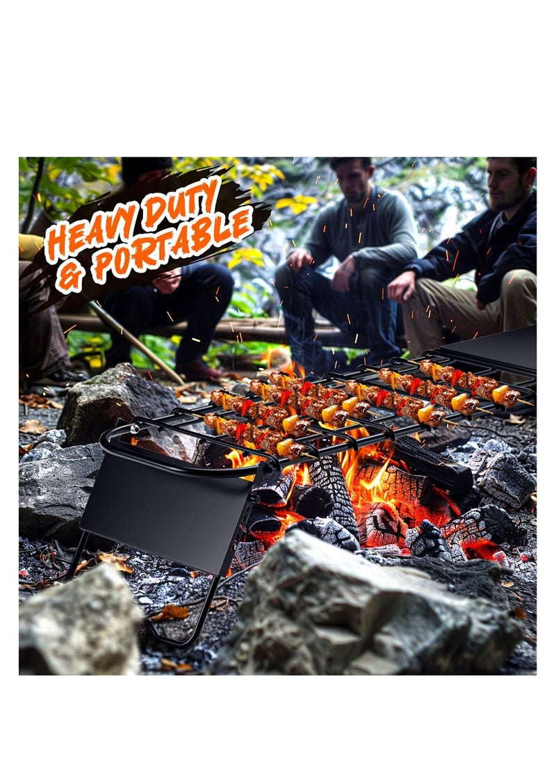 SYOSI Large Portable Outdoor Folding Campfire Grill, Adjustable Height Heavy Duty Steel Grate,Portable Stainless Steel Camping Grill Grate and Camp Grill Griddle with Collapsible Legs - Image 4