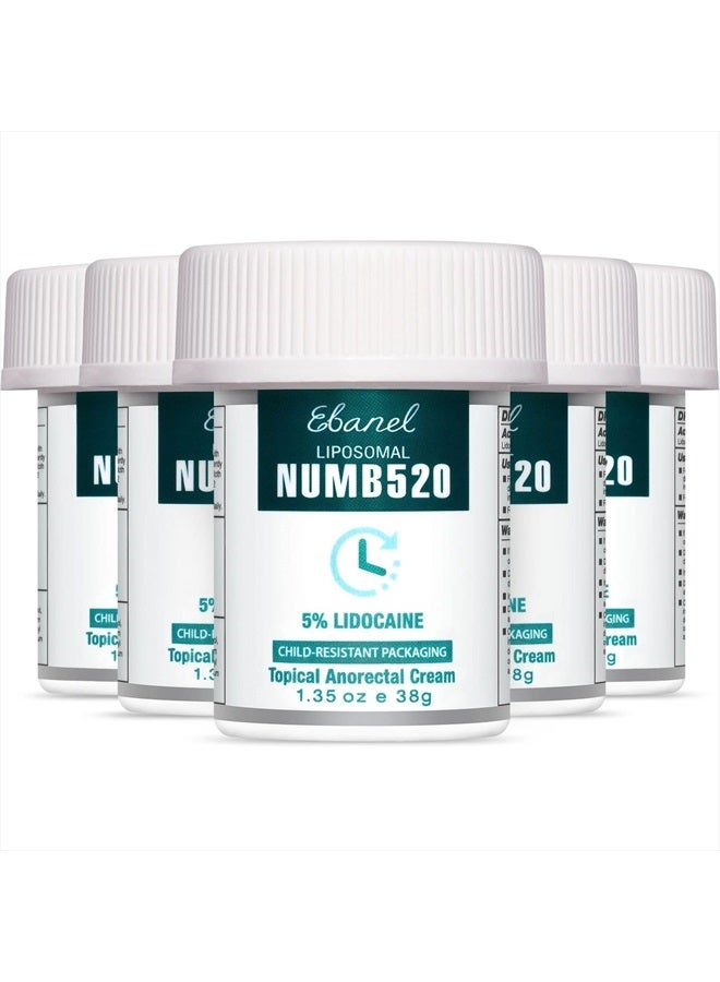 Ebanel 5% Lidocaine Numbing Cream, Pain Relief Cream Burn Itch Cream, 5-Pack Topical Anesthetic Lidocaine Cream Maximum Strength with Vitamin E for Local and Anorectal Uses, Hemorrhoid Treatment - Image 1