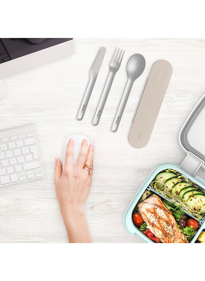 Bentgo 4-Piece Stainless Travel Utensil Set Reusable Silverware Set, High - Grade Premium Steel, Bpa - Free Case, Eco - Friendly ideal For Travel, Camping, And office Use - Sand  - Image 5