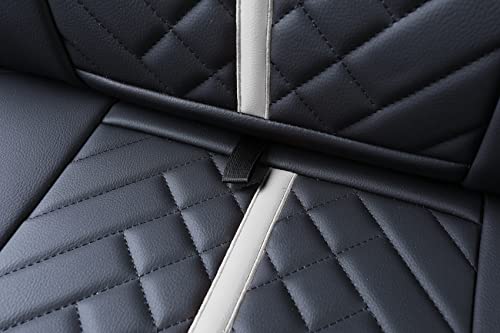 Tomatoman Tacoma Truck Rear Seat Covers 2005-2024 2025 2026 Access Double Cab TRD Sport Offroad Limited SR5 V6 Back Car Cushions with Waterproof Faux Leather(Rear Seat/Black-White) - Image 5