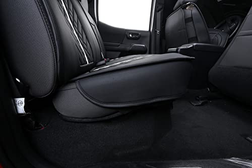 Tomatoman Tacoma Truck Rear Seat Covers 2005-2024 2025 2026 Access Double Cab TRD Sport Offroad Limited SR5 V6 Back Car Cushions with Waterproof Faux Leather(Rear Seat/Black-White) - Image 4