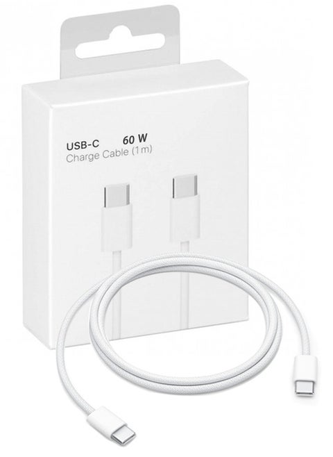 كابل شحن فائق السرعة USB Type-C إلى Type-C بطول 1 متر وقدرة 60 واط لأجهزة iPhone 16/15، iPad، iPad mini 7، MacBook Pro، Samsung S25 Ultra/S24/S23، وHuawei P70