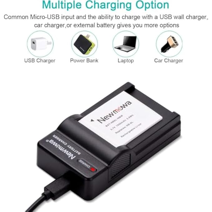 rayihni NB-6L BATTERY (2 PACK) AND DUAL USB CHARGER KIT FOR CANON NB-6L AND CANON POWERSHOT D10, D20, D30, S90, S95, S120, SD770 IS, SD980 IS, SD1200 IS, SD1300 IS, SD3500 IS, SD4000 IS, SX240 HS - Image 3