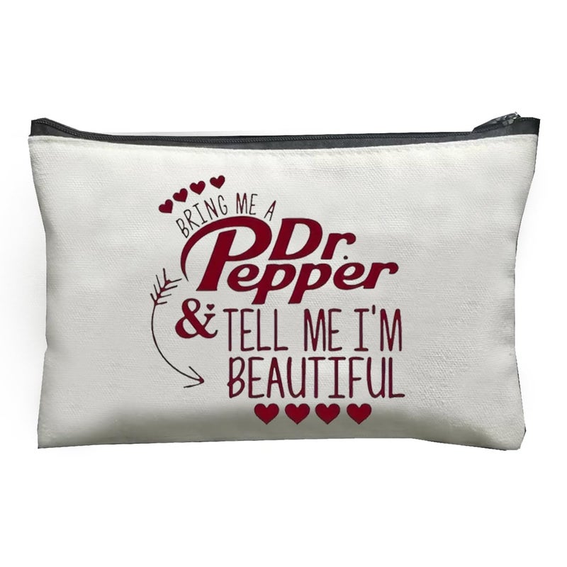 MONNYCAR Dr Pepper Humor Themed Canvas Toiletry Bag,Minimalist Design,Lightweight Cosmetic Pouch with Durable Zipper Closure,Versatile Makeup Case for Travel, Holiday Gift Multipurpose Organizer - Image 1