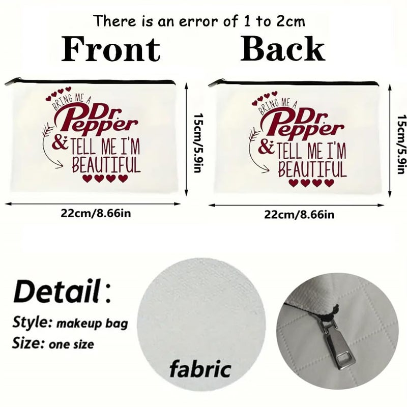 MONNYCAR Dr Pepper Humor Themed Canvas Toiletry Bag,Minimalist Design,Lightweight Cosmetic Pouch with Durable Zipper Closure,Versatile Makeup Case for Travel, Holiday Gift Multipurpose Organizer - Image 3