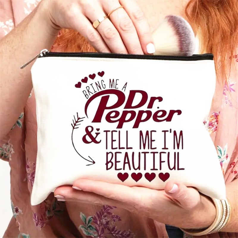 MONNYCAR Dr Pepper Humor Themed Canvas Toiletry Bag,Minimalist Design,Lightweight Cosmetic Pouch with Durable Zipper Closure,Versatile Makeup Case for Travel, Holiday Gift Multipurpose Organizer - Image 4