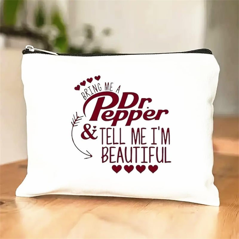 MONNYCAR Dr Pepper Humor Themed Canvas Toiletry Bag,Minimalist Design,Lightweight Cosmetic Pouch with Durable Zipper Closure,Versatile Makeup Case for Travel, Holiday Gift Multipurpose Organizer - Image 2