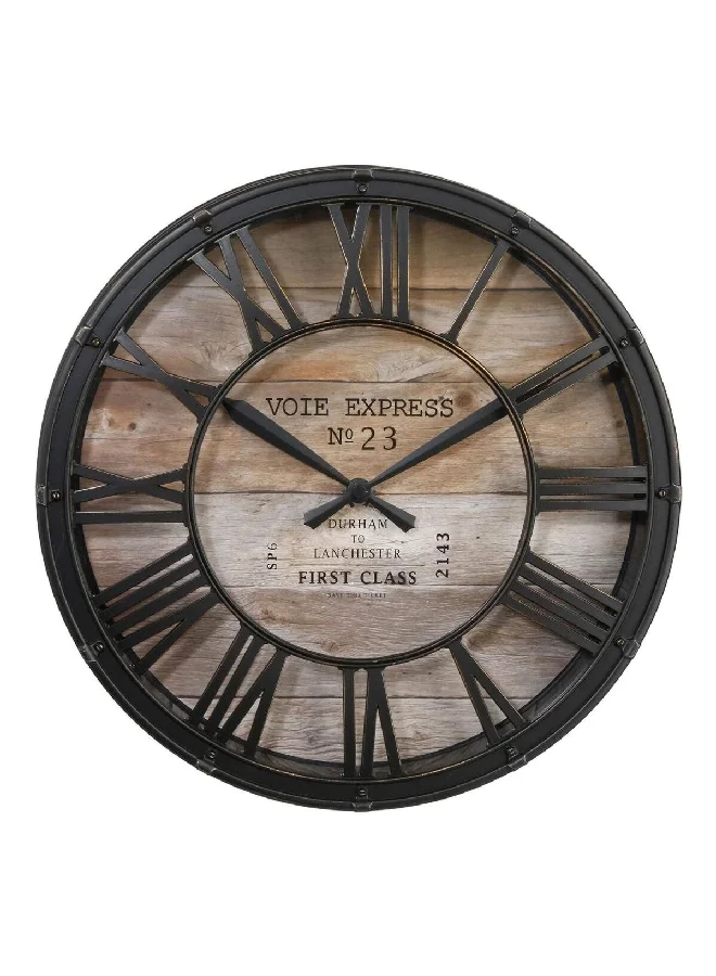 atmosphera Voie Express Vintage Round Analog Quartz Movement Wall Clock Black and Brown 7.7 x 39 x 39 cm