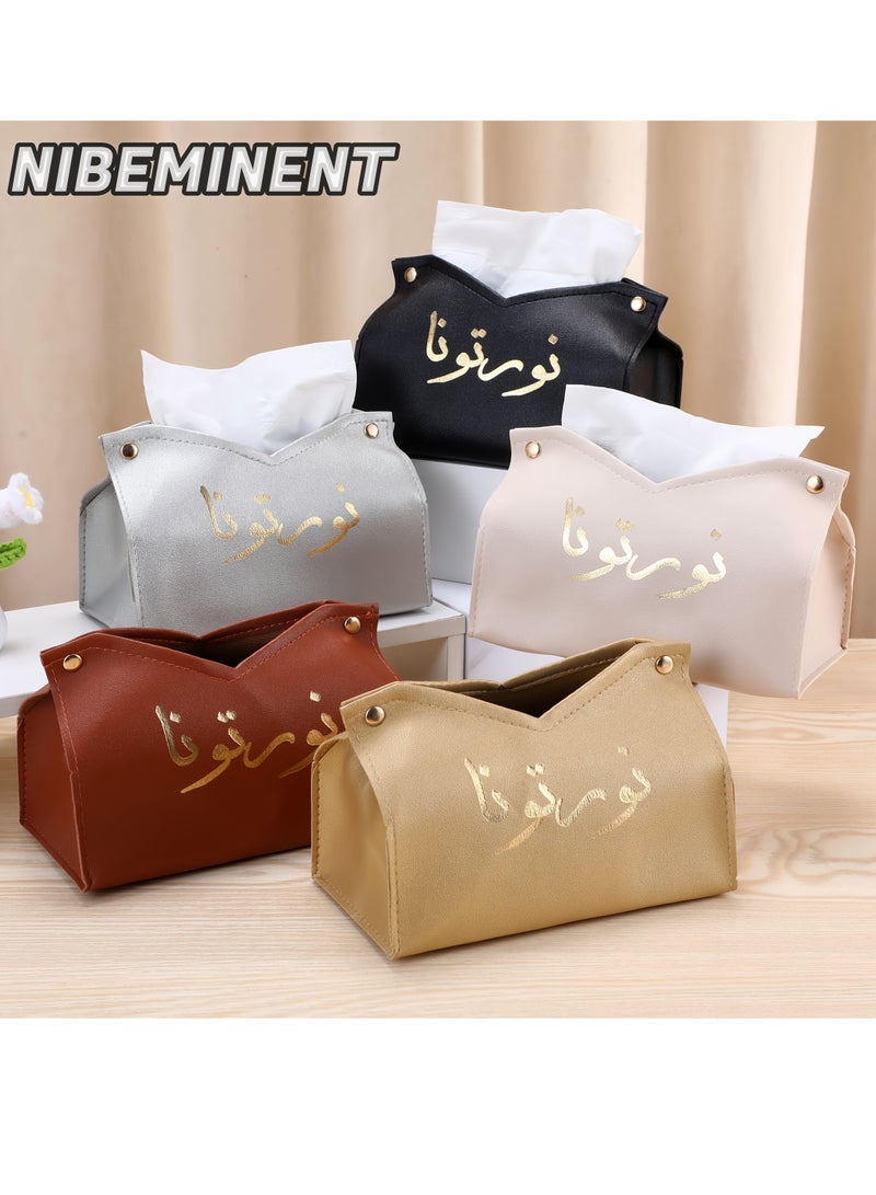 NIBEMINENT صندوق مناديل مزخرف بطباعة عربية بسيط وأنيق من الجلد الصناعي للتخزين والديكور في المنزل، غرفة المعيشة، الفندق والسيارة - Image 2
