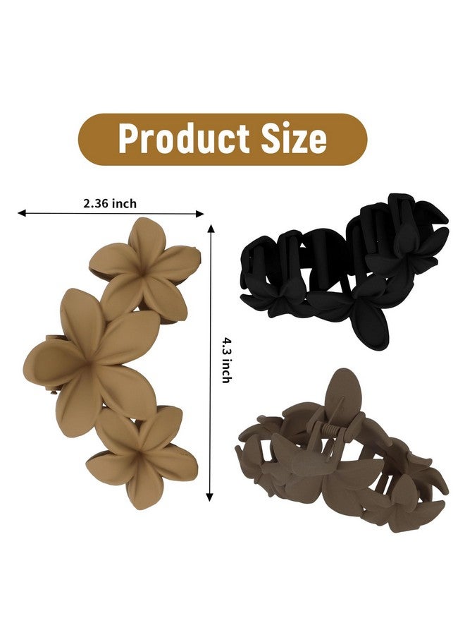 ANBALA 4PCS Hawaiian Plumeria Flower Hair Clips - Large Non-Slip Matte Claw Clips for Women, Strong Hold Beach Hair Accessories - Image 5
