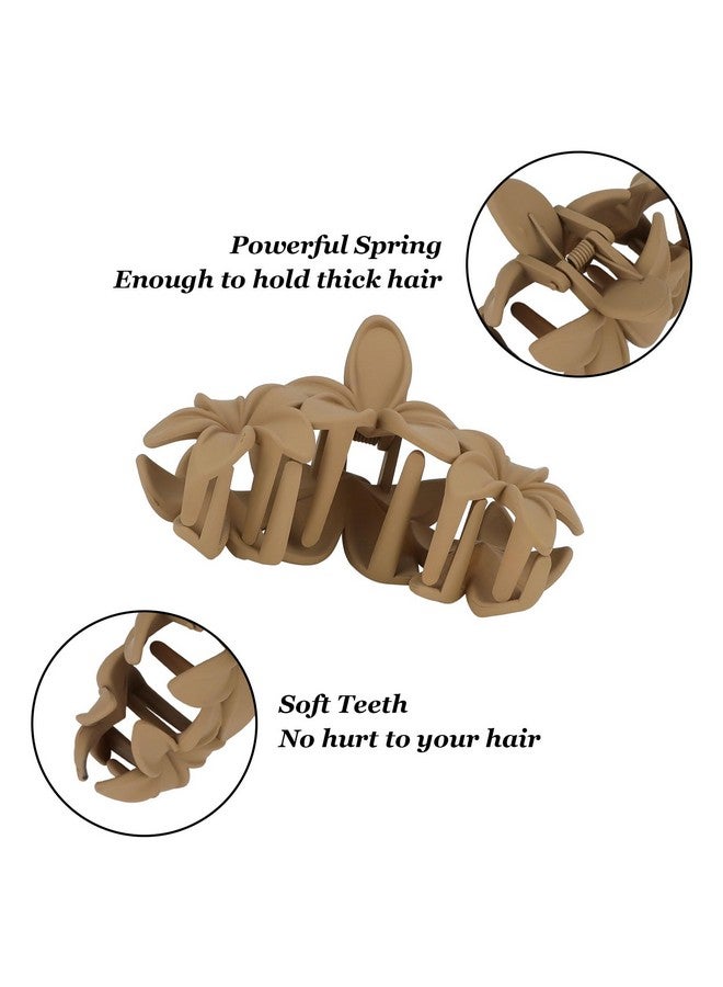 ANBALA 4PCS Hawaiian Plumeria Flower Hair Clips - Large Non-Slip Matte Claw Clips for Women, Strong Hold Beach Hair Accessories - Image 2