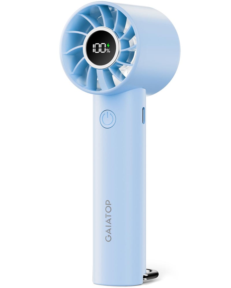 Gaiatop Mini Hand Fan, Powerful Handheld Fan, 3 Speed Strong Wind Personal Small Desk Fan with LED Torch, Rechargeable USB Fan for Girl Women Travel Indoor Outdoor Use - Image 1