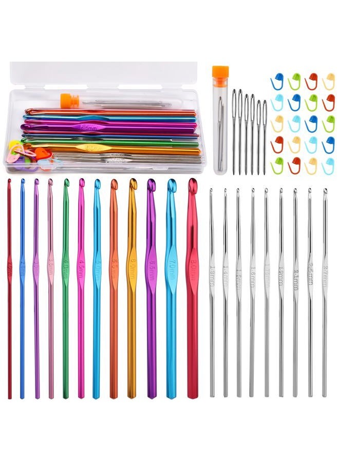 MORFEN 48 Pcs Crochet Hooks Set, 21 Sizes Crochet Needles with Case, Ergonomic Knitting Needles, Crochet Hooks Kit with Crochet Accessories Stitch Markers Blunt Needles for Crocheting Yarn - Image 1