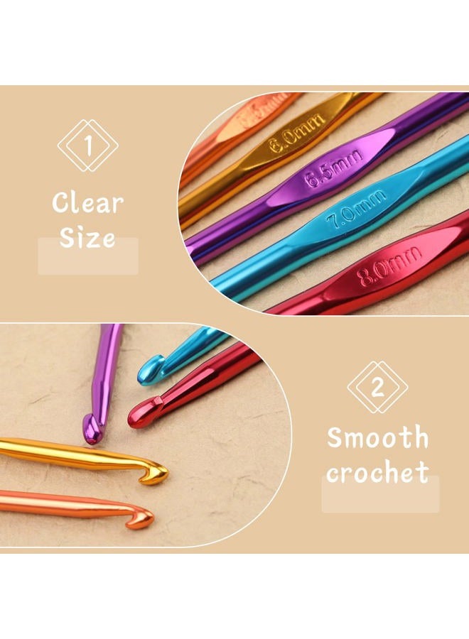 MORFEN 48 Pcs Crochet Hooks Set, 21 Sizes Crochet Needles with Case, Ergonomic Knitting Needles, Crochet Hooks Kit with Crochet Accessories Stitch Markers Blunt Needles for Crocheting Yarn - Image 4