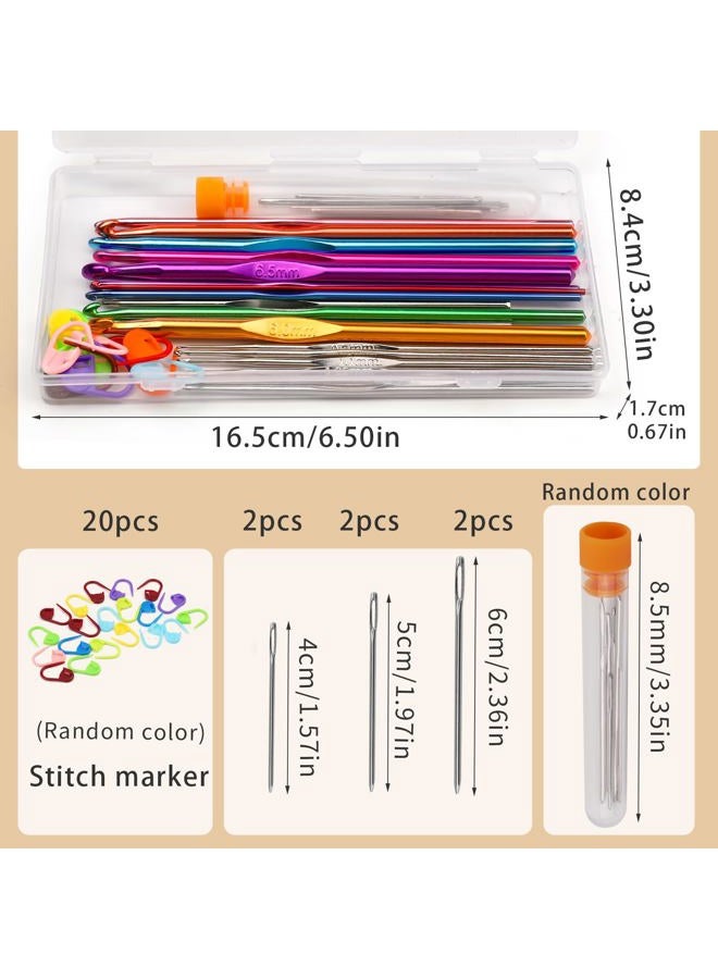 MORFEN 48 Pcs Crochet Hooks Set, 21 Sizes Crochet Needles with Case, Ergonomic Knitting Needles, Crochet Hooks Kit with Crochet Accessories Stitch Markers Blunt Needles for Crocheting Yarn - Image 3