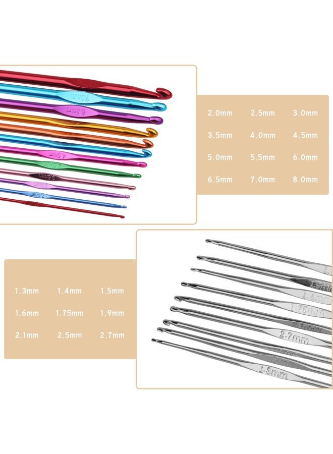 MORFEN 48 Pcs Crochet Hooks Set, 21 Sizes Crochet Needles with Case, Ergonomic Knitting Needles, Crochet Hooks Kit with Crochet Accessories Stitch Markers Blunt Needles for Crocheting Yarn - Image 2