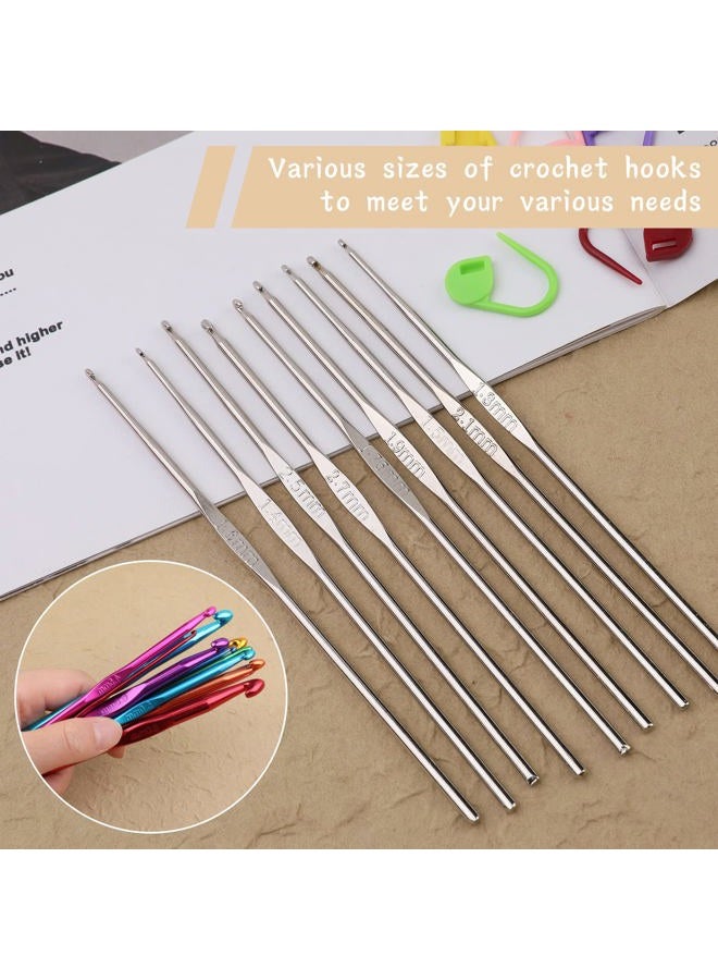 MORFEN 48 Pcs Crochet Hooks Set, 21 Sizes Crochet Needles with Case, Ergonomic Knitting Needles, Crochet Hooks Kit with Crochet Accessories Stitch Markers Blunt Needles for Crocheting Yarn - Image 5