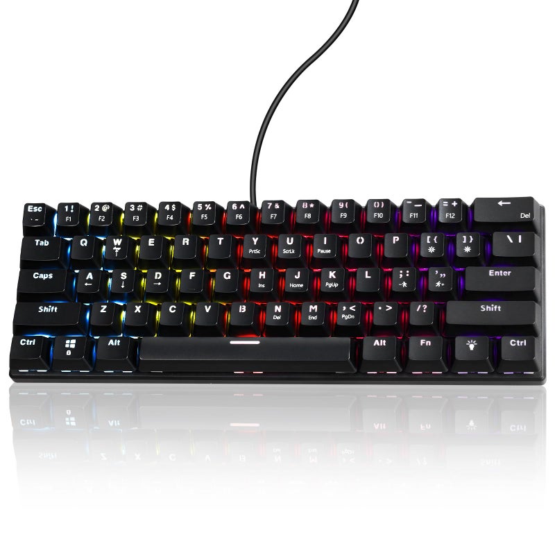 Gaozen 60% Wired Mechanical Gaming Keyboard RGB Backlit Anti-Ghosting Compact 61-Keys Mini Keyboard with Red Switch | for Windows Laptop PC Gamer Office Typist - Image 1