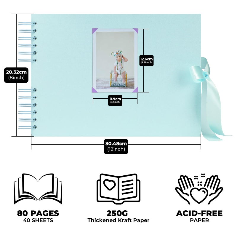 bemece 80 Pages Scrapbook Album with 10 Metallic Markers,Craft Paper Photo Album for Wedding and Anniversary, with Scrapbooking Stickers Corners, Family DIY Scrapbook Accessories - Image 4