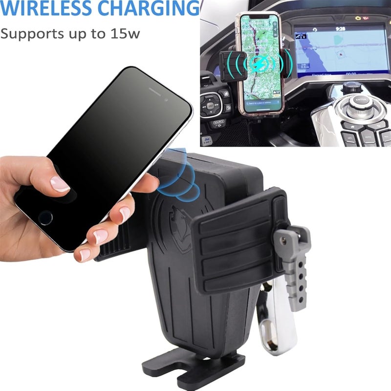 QASULER Motorcycle Phone Holder with Wireless Charging - Image 2