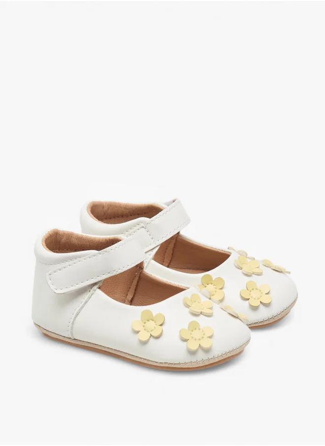 Barefeet Floral Accent Booties with Hook and Loop Closure