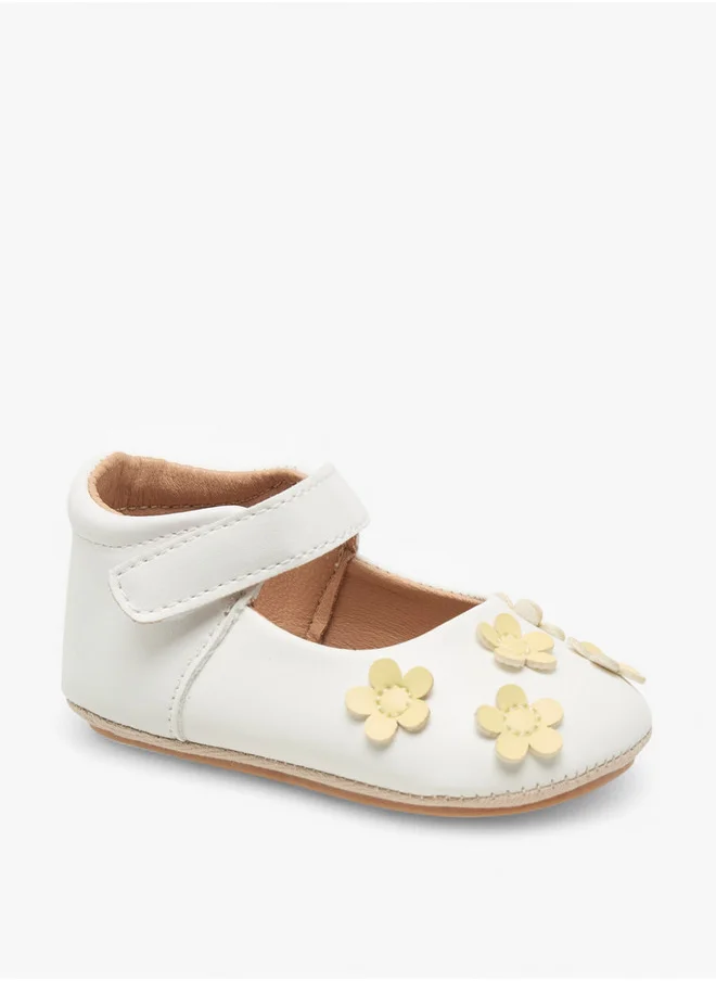 Barefeet Floral Accent Booties with Hook and Loop Closure
