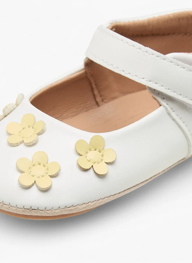 Barefeet Floral Accent Booties with Hook and Loop Closure